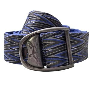 Chaco Unisex Blue Grey Nylon Geometric Hiking Belt 46.5 Metal Lizard Buckle